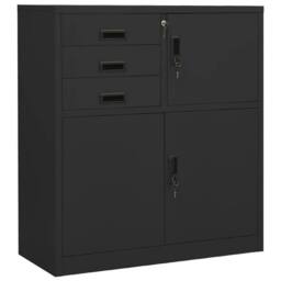 Berkfield Home Office Cabinet Anthracite 90x40x102 cm Steel in Black - Size: 90 x 40 x 102 cm - thumbnail 2