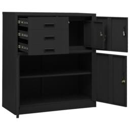 Berkfield Home Office Cabinet Anthracite 90x40x102 cm Steel in Black - Size: 90 x 40 x 102 cm - thumbnail 6