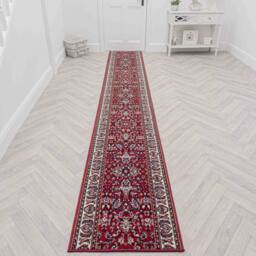 runrug Hallway Carpet Runner Rug - Soft & Comfy, 9mm - 'Kashdan' in Red - Size: 60 cm x 180 cm - thumbnail 5