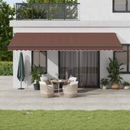 Berkfield Home Manual Retractable Awning Brown 600x350 cm - thumbnail 1