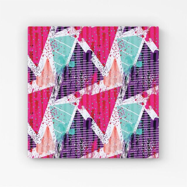 Warren Reed - Designer Shabby Geometric Pattern Canvas in Pink - Size: w40 inch x h40 inch - image 1