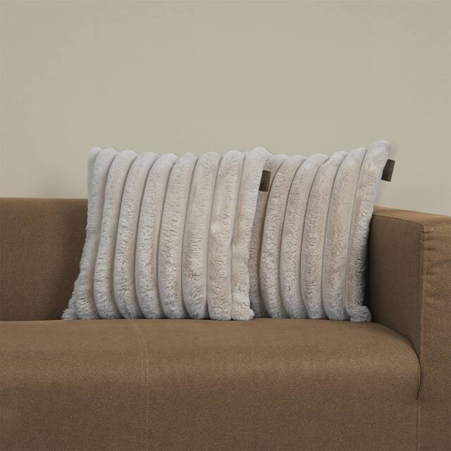 rucomfy Beanbags rucomfy Ribbed Faux Fur 45x45cm Cushion - Luxury Home Decor Pillow in Cream - Size: 45x45 cm - image 1