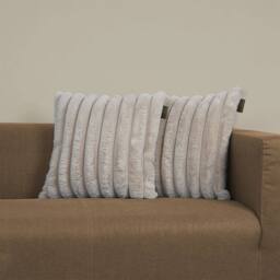 rucomfy Beanbags rucomfy Ribbed Faux Fur 45x45cm Cushion - Luxury Home Decor Pillow in Cream - Size: 45x45 cm - thumbnail 1