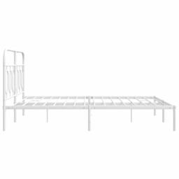 Berkfield Home Metal Bed Frame without Mattress with Headboard White 140x190cm - Size: 140x190 cm - thumbnail 5