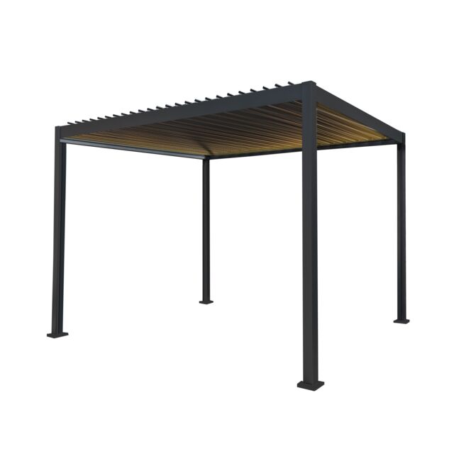 Monstershop Anthracite Aluminium Pergola With LED Lights - 3m x 3m in Grey - image 1