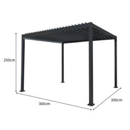 Monstershop Anthracite Aluminium Pergola With LED Lights - 3m x 3m in Grey - thumbnail 5