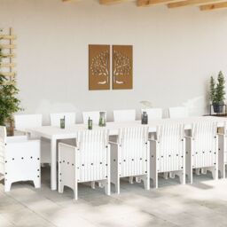 Berkfield Home 15 Piece Garden Dining Set White Poly Rattan - thumbnail 3