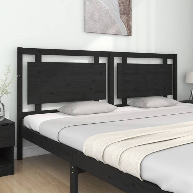 Berkfield Home Beautiful Bed Headboard Black 205.5x4x100 cm Solid Pine Wood - image 1