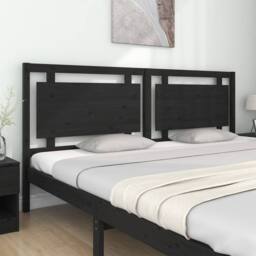 Berkfield Home Beautiful Bed Headboard Black 205.5x4x100 cm Solid Pine Wood - thumbnail 1