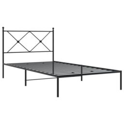 Berkfield Home Metal Bed Frame without Mattress with Headboard Black 100x190cm - Size: 100x190 cm - thumbnail 3