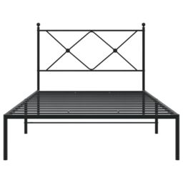 Berkfield Home Metal Bed Frame without Mattress with Headboard Black 100x190cm - Size: 100x190 cm - thumbnail 4