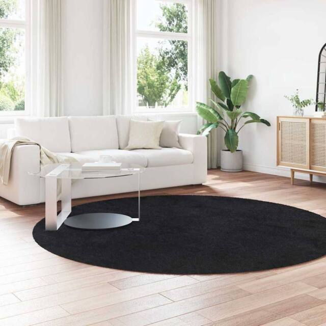 Berkfield Home Shaggy Rug High Pile NAVARRA Black 240x240 cm Polyester - Size: Medium - image 1