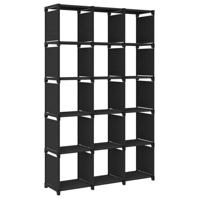 Berkfield Home 15-Cube Display Shelf Black 103x30x175.5 cm Fabric - image 1