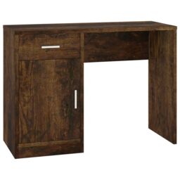 Berkfield Home Desk with Drawer&Cabinet Smoked Oak 100x40x73 cm Engineered Wood in Brown - Size: 100 x 40 x 73 cm - thumbnail 2