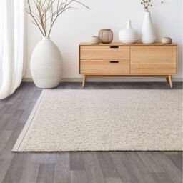 The Rug Shop UK Cream Handmade Modern Plain Viscose Easy To Clean Ivory Area Rug - Size: 240 cm x 340 cm - thumbnail 1