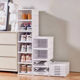 FLAVORA 12 Layer Plastic Shoe Storage Box in White - Size: 500mm - thumbnail 3