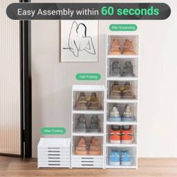 FLAVORA 12 Layer Plastic Shoe Storage Box in White - Size: 500mm - thumbnail 5