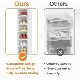 FLAVORA 12 Layer Plastic Shoe Storage Box in White - Size: 500mm - thumbnail 4