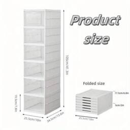 FLAVORA 12 Layer Plastic Shoe Storage Box in White - Size: 500mm - thumbnail 2