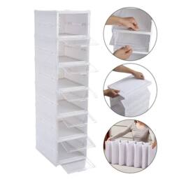 FLAVORA 12 Layer Plastic Shoe Storage Box in White - Size: 500mm