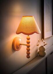 ValueLights Bobbins Rose Pink Bobble Wall Light & Linen Pastel Trim Lamp Shade in Pale Pink - thumbnail 2