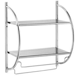 Nordara Modern Chrome 2 Tier Wall Mounted Bathroom Shelf Unit in Silver - Size: 180 cm width x 180 cm drop
