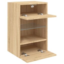 Berkfield Home TV Wall Cabinet with LED Lights Sonoma Oak 40x30x60.5 cm in Brown - thumbnail 8
