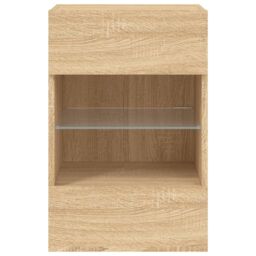 Berkfield Home TV Wall Cabinet with LED Lights Sonoma Oak 40x30x60.5 cm in Brown - thumbnail 9