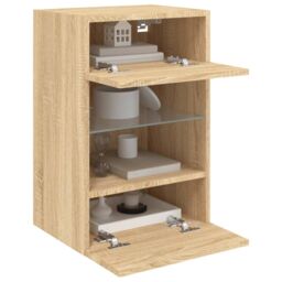 Berkfield Home TV Wall Cabinet with LED Lights Sonoma Oak 40x30x60.5 cm in Brown - thumbnail 7