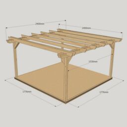 Rutland County Garden Furniture Ltd Double Garden Pergola & Decking Kit, L240 x W240 cm, Rustic Brown in Light Green - thumbnail 3