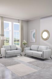 More4Homes Oslo Modern Scandi Style Fabric Living Room 2+3 Seater Sofa Set in Light Grey - thumbnail 1