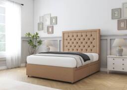 "Sloomy Amberley Tweed Divan Bed Base No Drawers With 26"" Strutted Headboard & 12"" Matching Footboard in Dark Grey - Size: Single" - thumbnail 3