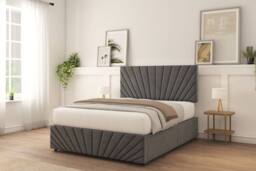 "Sloomy Amberley Tweed Divan Bed Base No Drawers With 26"" Strutted Headboard & 12"" Matching Footboard in Dark Grey - Size: Single" - thumbnail 2