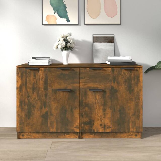 Berkfield Home Sideboards 2 pcs Smoked Oak 60x30x70 cm Engineered Wood in Brown - Size: 60 x 30 x 70 cm - image 1
