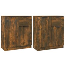 Berkfield Home Sideboards 2 pcs Smoked Oak 60x30x70 cm Engineered Wood in Brown - Size: 60 x 30 x 70 cm - thumbnail 2