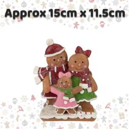 VFM e-Store Gingerbread Family Ornament Decoration 15cm x 11.5cm Brown X 1 - Size: 15 cm x 11.5 cm - thumbnail 2
