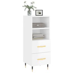 Berkfield Home Sideboard High Gloss White 34.5x34x90 cm Engineered Wood - thumbnail 3