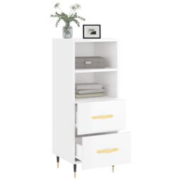 Berkfield Home Sideboard High Gloss White 34.5x34x90 cm Engineered Wood - thumbnail 4
