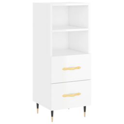 Berkfield Home Sideboard High Gloss White 34.5x34x90 cm Engineered Wood - thumbnail 2