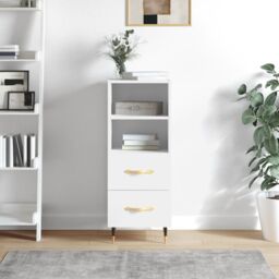 Berkfield Home Sideboard High Gloss White 34.5x34x90 cm Engineered Wood - thumbnail 1