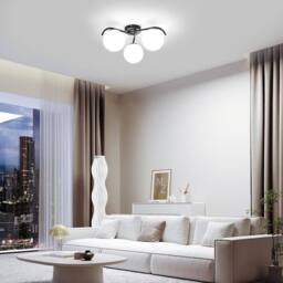 COMELY Modern Black Chandelier, 3 Lights Vintage Glass Ceiling Lights, 50cm - thumbnail 9