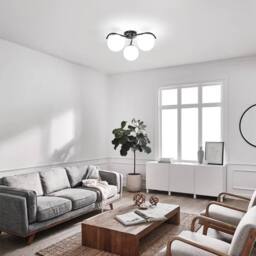 COMELY Modern Black Chandelier, 3 Lights Vintage Glass Ceiling Lights, 50cm - thumbnail 4