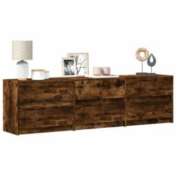 Berkfield Home TV Cabinet with LED Smoked Oak 180x34x50 cm Engineered Wood in Brown - Size: 180 x 34 x 50 cm - thumbnail 2