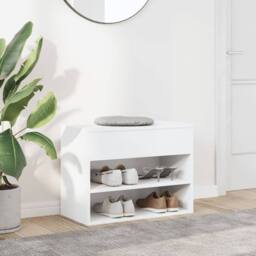 Berkfield Home Shoe Bench White 60x30x45 cm Engineered Wood - Size: 60 x 30 x 45 cm - thumbnail 3