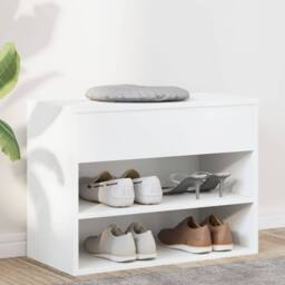 Berkfield Home Shoe Bench White 60x30x45 cm Engineered Wood - Size: 60 x 30 x 45 cm - thumbnail 2