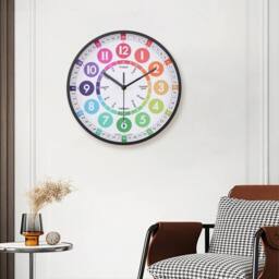 EONLION Black 25cm Round Learning Clock - Size: 100 cm - thumbnail 3