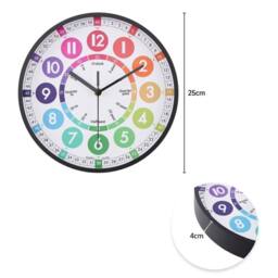 EONLION Black 25cm Round Learning Clock - Size: 100 cm - thumbnail 2