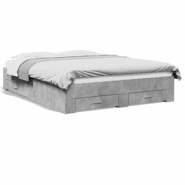 Berkfield Home Bed Frame w/Drawers Frame Concrete Grey 150x200 cm King Size - image 1