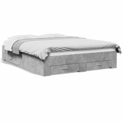 Berkfield Home Bed Frame w/Drawers Frame Concrete Grey 150x200 cm King Size - thumbnail 1