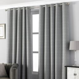 Paoletti Pendleton Eyelet Curtains in Dark Grey - Size: 168 cm width x 137 cm drop - thumbnail 1